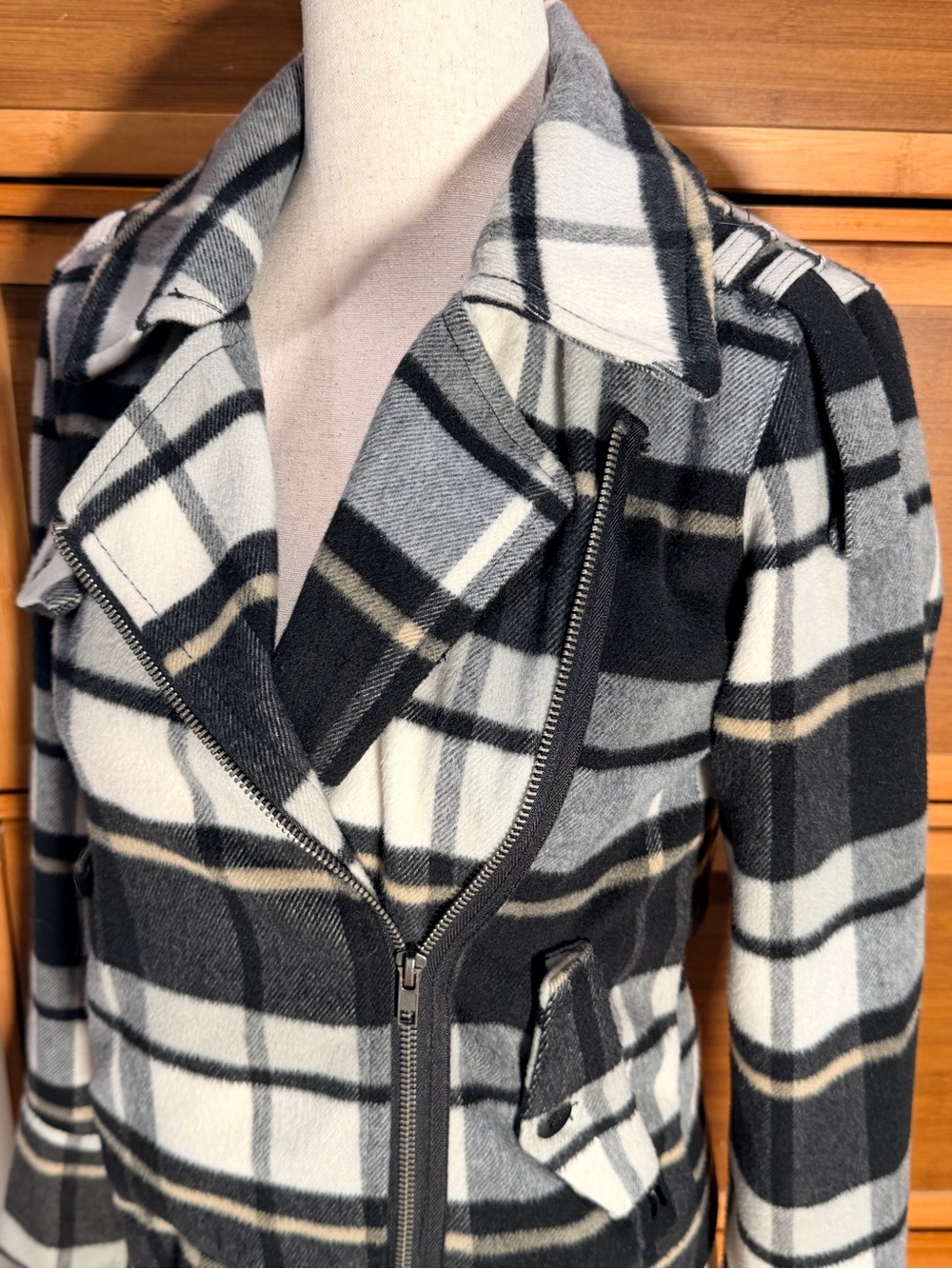 Hurley Quiet Rebel Plaid Moto Jacket XS